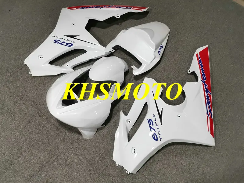 Daytona 675 05 06 07 08 Daytona675 2005 2006 2007 2008 용 사출 금형 페어링 키트, ABS 흰색 페어링 세트 + 선물용 DT30