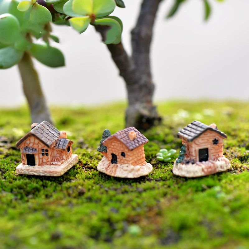 Miniature Figurines 1/3Pcs Stone Stairs House Cartoon Animal Building Statue Resin Craft For Fairy Garden Accessory Home Decoration miniature figurines,resin ornaments,miniature ornament,resin crafts,resin crafts accessories