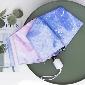 

Ultra Light Automati Uv Protection 3 Folding Umbrella Women Black Coating Sun Rain Umbrella Fashion Portable Umbrella New U6B