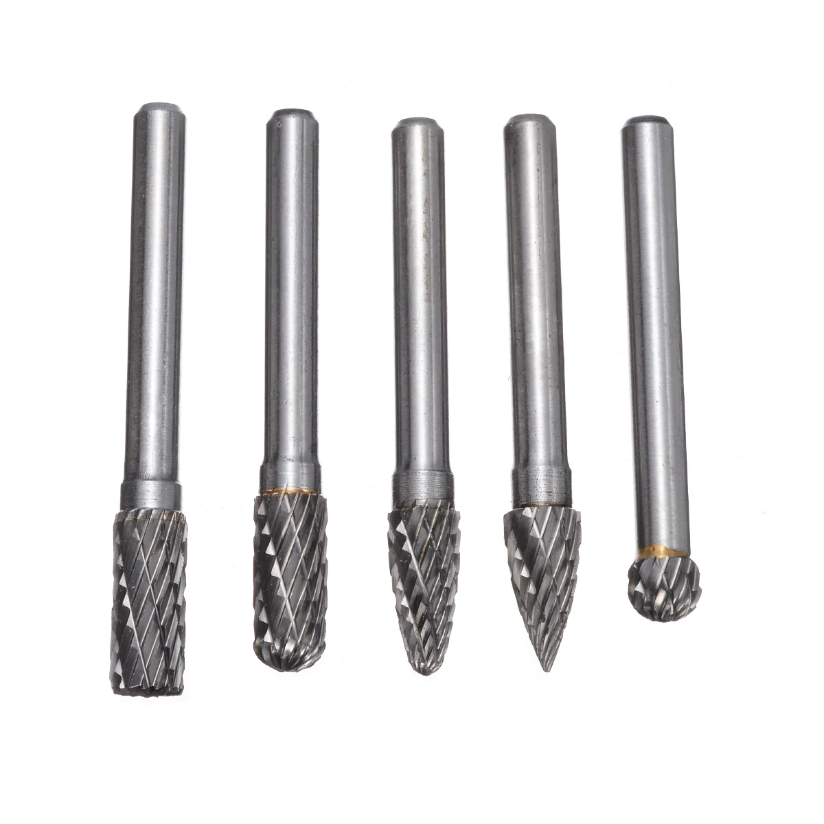 5Pcs 6mm Shank Tungsten Carbide Rotary Point Burrs Cutter Tool Rotary File Metal Woodworking Milling Cutter