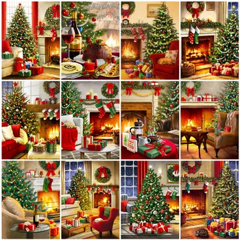 

Evershine 5D DIY Diamond Painting Christmas Tree Diamond Embroidery Winter Landscape Cross Stitch Mosaic Wall Decoration