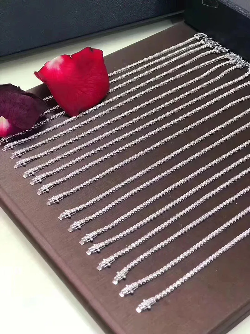 LUOWEND 100% 18K Yellow Gold Bracelet 1.0ct Real Natural Diamond Bracelet Fashion INS Tennis Bracelet Fine Jewelry Customize