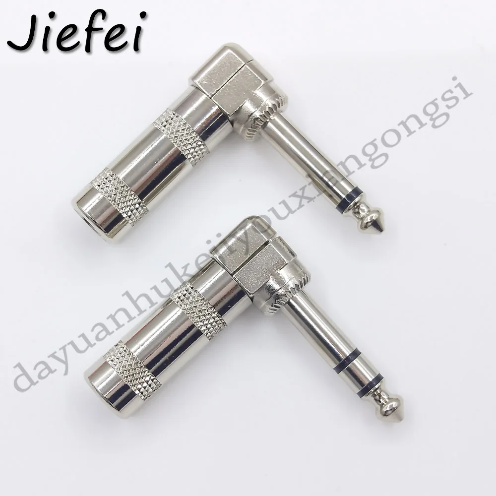 Conector de Microfone Conector de Latão 100 mm Ângulo Reto Montagem Macho 6.35 mm Mono Estéreo Níquel Plugue de Áudio
