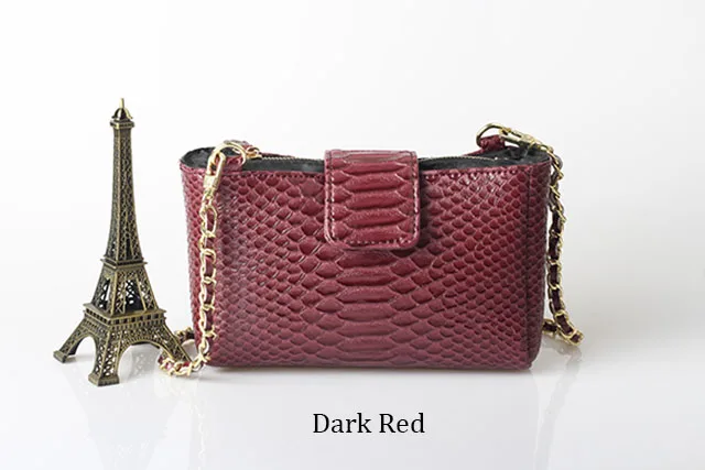 Дизайнерские сумки высокого качества кожаные женские сумки под змеиную кожу женские сумки на плечо для женщин вечерние клатчи - Цвет: Dark Red