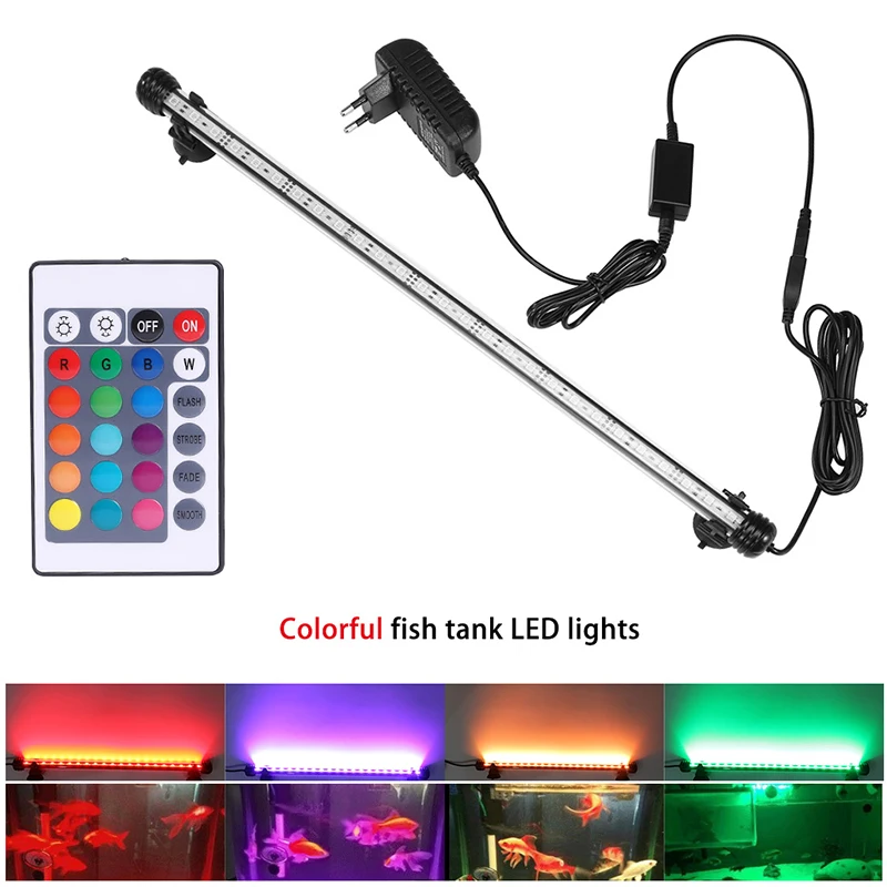 Mejores Ofertas Luz RGB para acuario, lámpara de buceo con control remoto de 18-59cm, lámpara colorida de 90-260v, para plantas, pecera, uso con anfibios esenciales 8bWZwABX0Lb