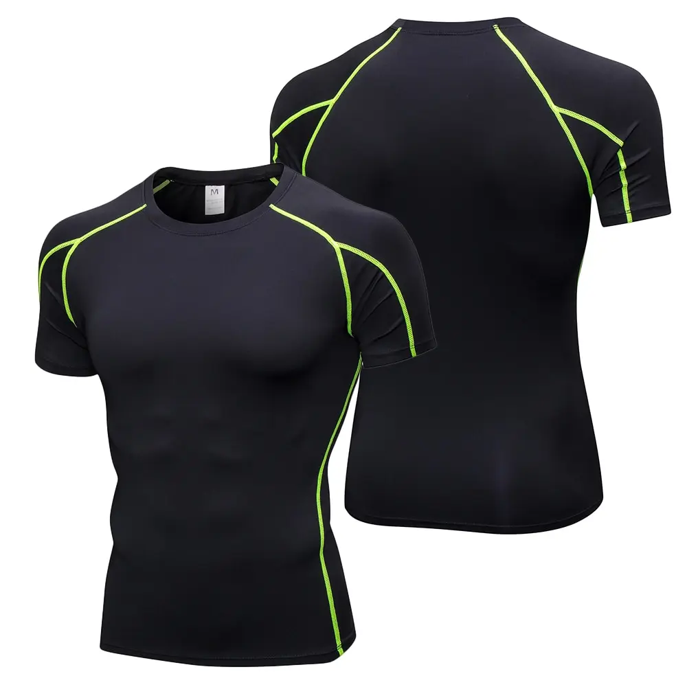Lixada Pack of 3 Men Short Sleeve Compression Shirt Quick Dry Running Fitness Athletic Workout T-Shirt Baselayer Top