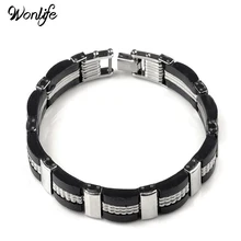 Горячая Панк ювелирные изделия байкер велосипед мотоцикл цепи мужские браслеты 9 мм из нержавеющей стали силиконовый браслет pulsera