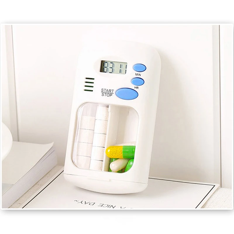 

Mini Medicine Tablet case Smart Countdown Timer Medicine Reminder Time Alarm Clock Electronic Medicine Container Storage Box