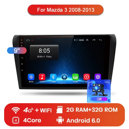 4G (2GB 32GB) Junsun V1 2G+ 32G Android 8,1 для Mazda 3 2008 2009-2013 maxx axela автомобильный Радио Мультимедиа Видео плеер навигация gps 2 din dvd - Цвет: 4G (2GB 32GB)