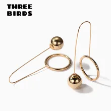 Трендовые геометрические длинные u-образные клипсы, модные золотые серьги-гвоздики с шариками для женщин, корейские ювелирные изделия, подарки Сержи шары