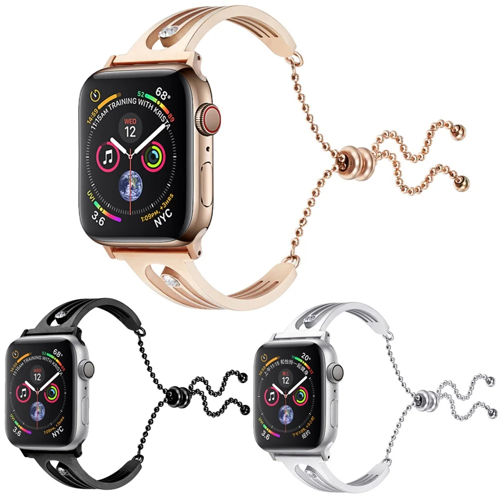 

Crystal Jewelry Metal Bracelet Band for Apple Watch Series 4 3 2 1 Adjustable Strap for iWatch 44mm 40mm 42mm 38mm Wristband
