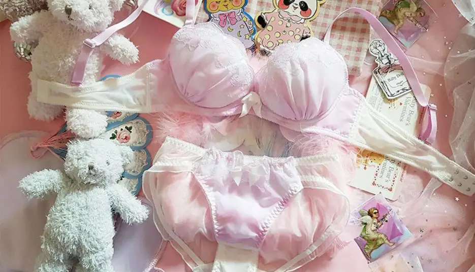 Cute Melody Embroidery Japanese Style Pink Bra & Panties Set Underwire Soft  Underwear Sleep Intimates Set Kawaii Lolita From Manilabest, $45.78
