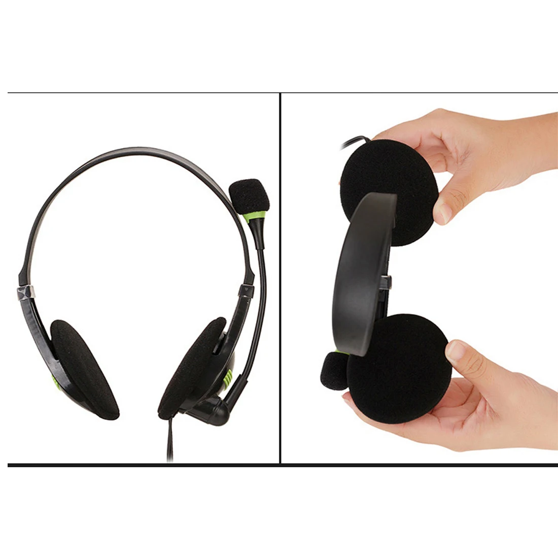 Corded USB Computer Headsets Over Ear Earphone with Noise Cancelling Mic in line Controls for Skype Call Center Lightweight