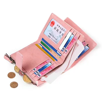 

Ladies Wallet Fashion Oil Waxed Wallet Smooth And Soft 100% Genuine Leather Wallet Red Multi-Function Card Holder Women's Wallet