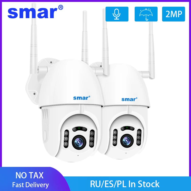 Smar 2PCS/Lot H.265X PTZ Wifi IP Camera 1080P AI Security Camera Wireless Two-way Audio Speed Dome Outdoor Waterproof CCTV Onvif