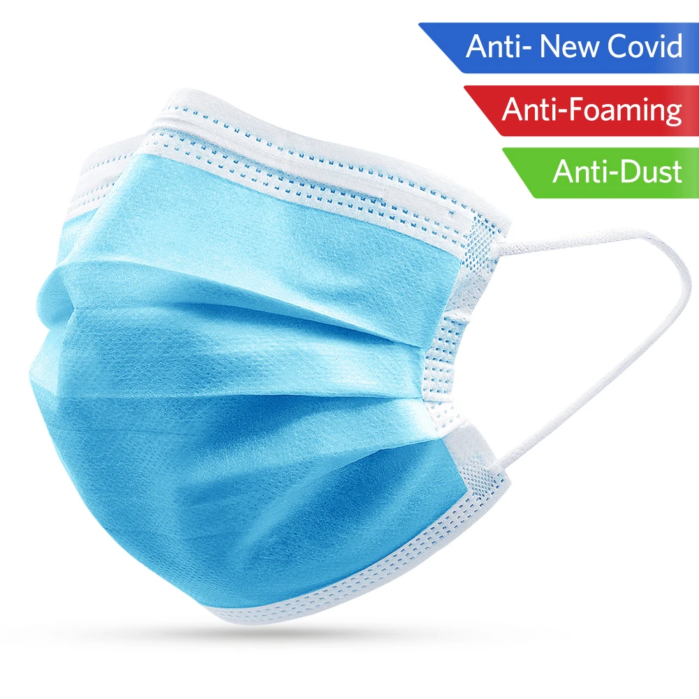 

40pcs Disposable Face Mask 3 Layers Anti-Dust Non Woven Protective Mask Earloop Mouth Nose Cover Mask Dustproof