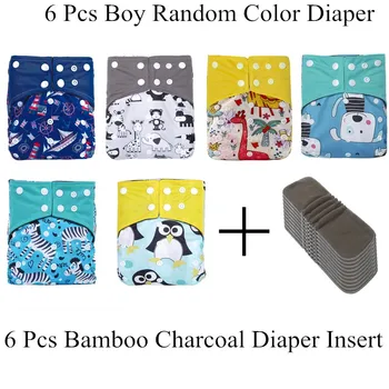 

simfamily 12pcs Reusable Baby Diaper Washable Bamboo Charcoal Cloth Diaper Adjustable Nappy Fit 3-36months 3-15kg Baby