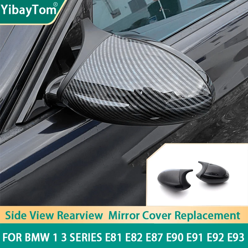 

2pcs Replacement Rearview Side Mirror Cover Caps Carbon Fiber Look for BMW 1 3 Series E81 E82 E87 E90 E91 E92 E93 2004-2009
