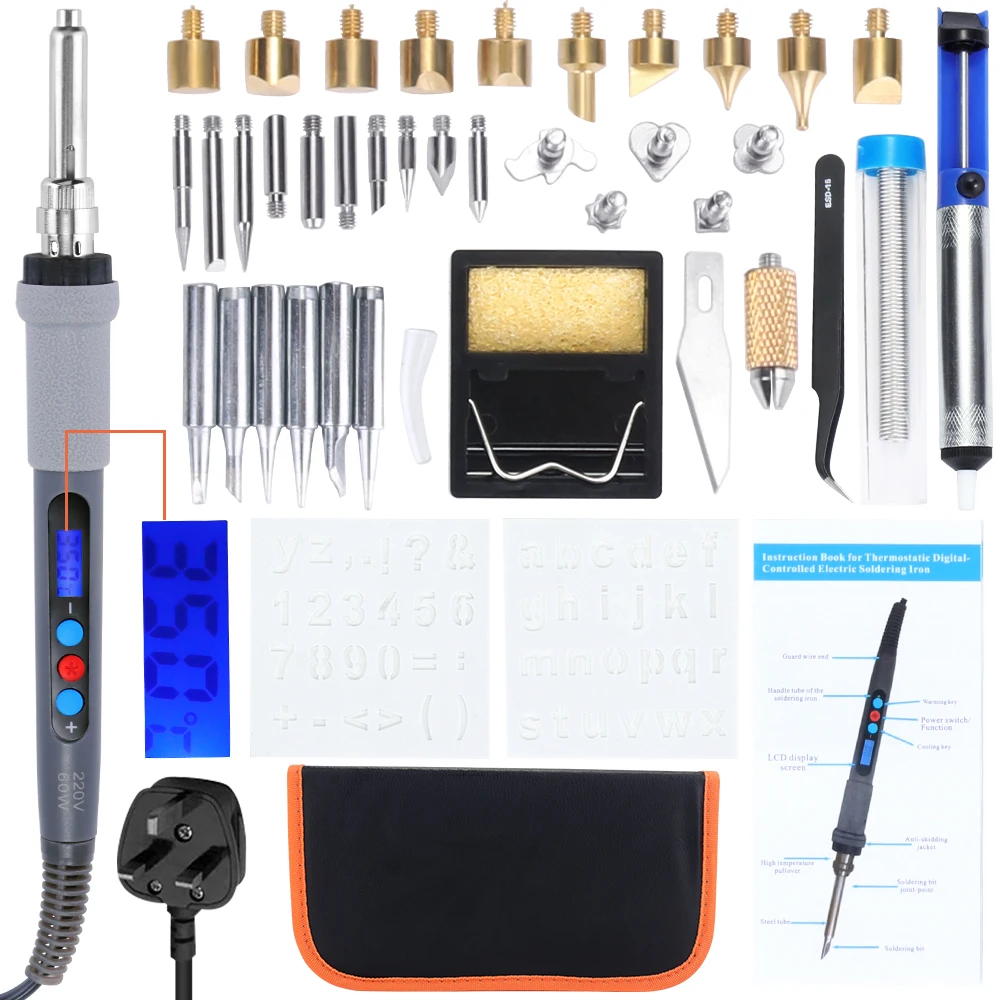 

EU/US/UK Digital LCD Adjustable Electric Soldering Iron Soldering Station Kit Set Welding Repair Kit SET Tweezers/Solder Tip