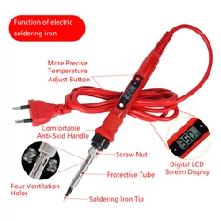 Kit de fer à souder électrique numérique 110V/220V, outil de soudage à température réglable, pointes de soudage en céramique pour réparations 
