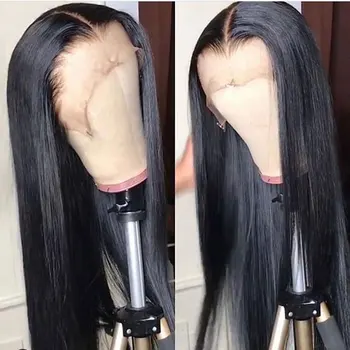 

Bombshell Silky Straight Synthetic 13*6 Lace Front Wig Heat Resistant Fiber Hair Natural Hairline Side Parting For Women Wigs