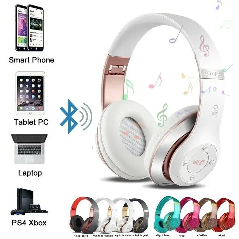 Wireless Headphones Over Ear Hi Fi Stereo Foldable Wireless Stereo Headsets Earbuds for mobile xiaomi iphone sumsamg tablet