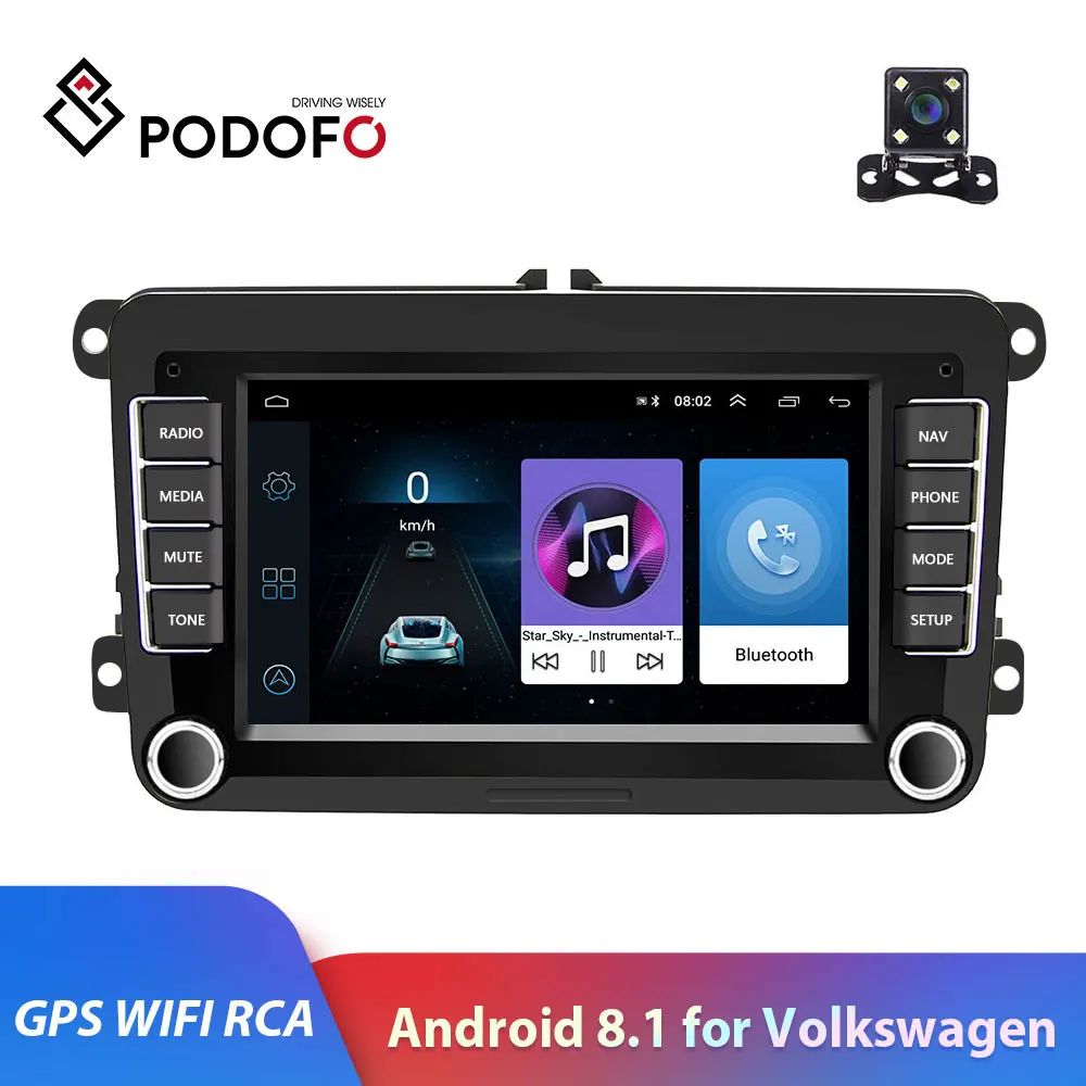 Автомагнитола Podofo 2DIN 7 дюймов HD 1080P Android 8 1 авто радио с gps Wi Fi RCA Bluetooth Авторадио для