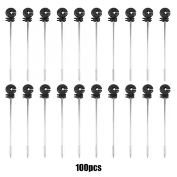 

PP + Iron 100pcs Plastic Ring Insulators Electric Fence Long Distance Screw in Insulator for Wooden Post