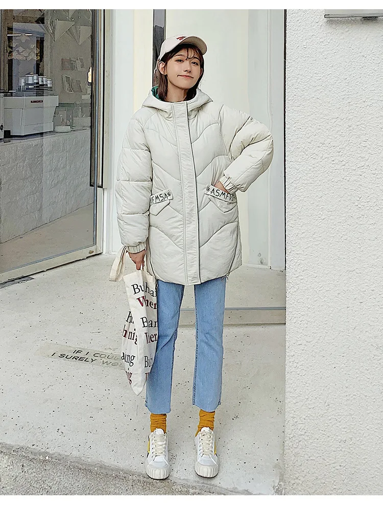 Winter down Jacket Cotton-padded Clothes Women's Mid-length Thick Warm Cotton-padded Jacket Student Korean-style down Coat Loose