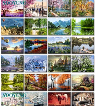 

SDOYUNO 40x50cm Frameless painting by numbers Nature Landscape On Canvas pictures by numbers Home Decoration DIY For Unique Gift