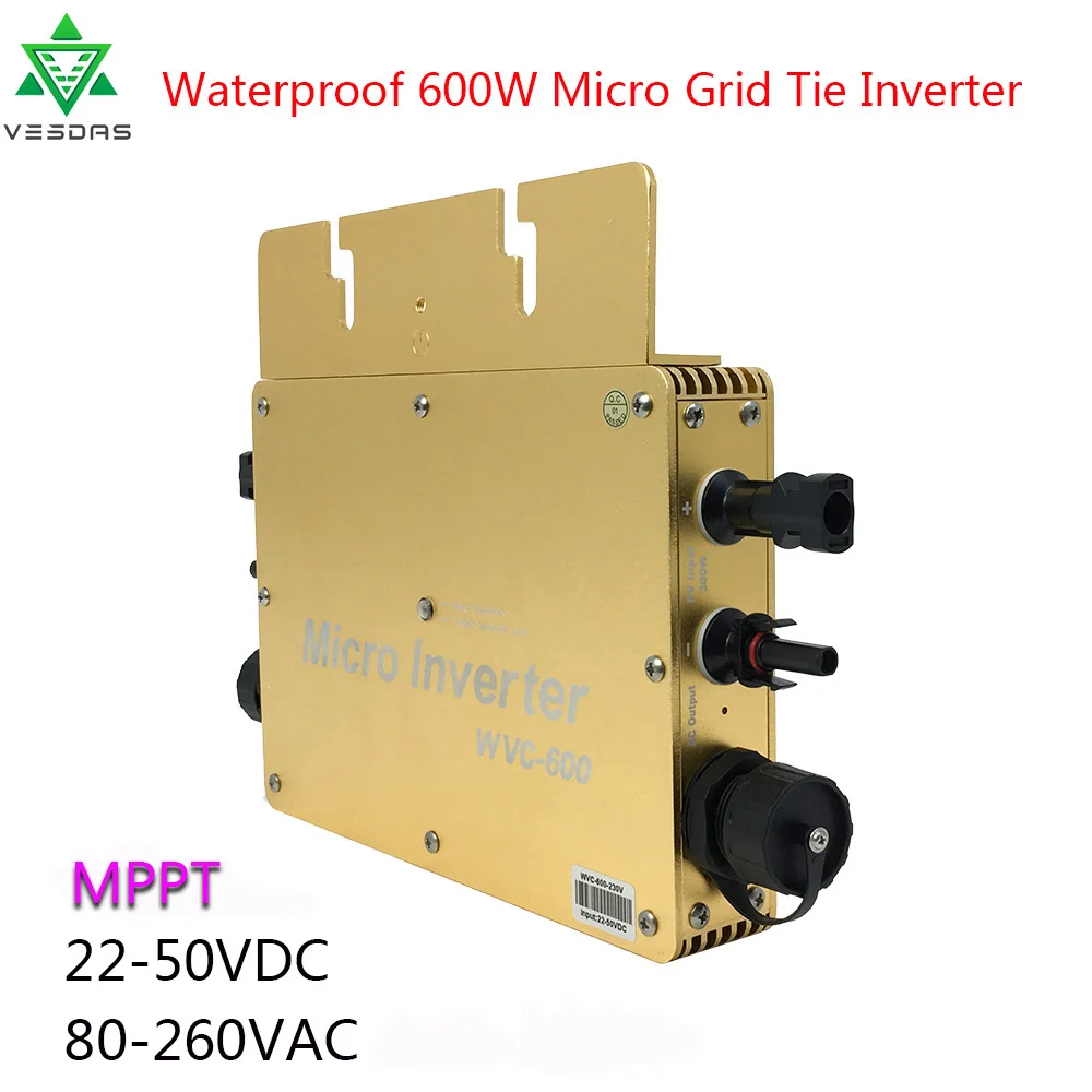 US $98.69 Wvc600 Solar Inverter Mppt On Grid Tie Inverter Ip65 Micro Inversor Solar Microinverter 2250vdc To 80260vac For 2300w Panels