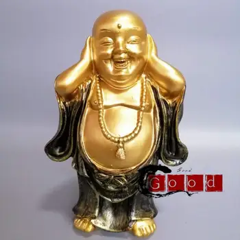 

Chinese archaize resin maitreya Don't listen statue
