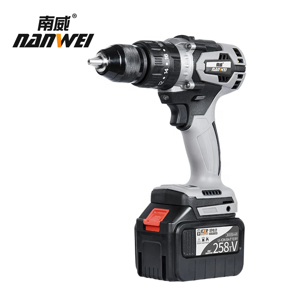 

21V Household Woodworking Lithium-Ion Battery Cordless Drill Driver Power Tools Electric brushless impact Drill