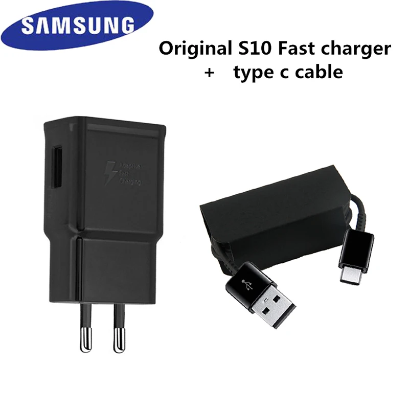 

Samsung S10 Fast Charger Original 9V/1.67A EU Charge adapter usb type c cable for Galaxy S10 S9 S8 plus a80 a60 note 8 9 10 plus