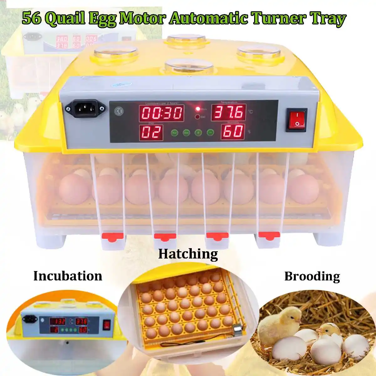 

110v Motor 56 Eggs Incubator Turner Chicken Quail Egg Bird Poultry Automatic Tray For Farm Animals Incubation Tools Supplies