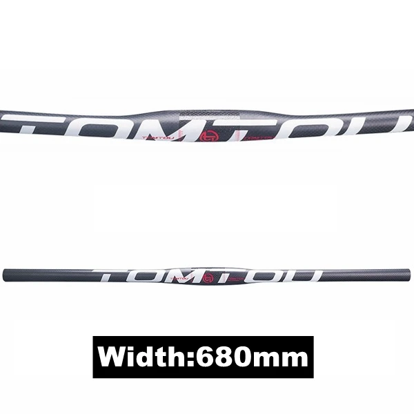 TOMTOU 3K Углеродное волокно руль для велосипеда MTB руль+ ствол+ подседельная труба для велосипеда горный части белый матовый-TW4T18 - Цвет: Flat 680MM