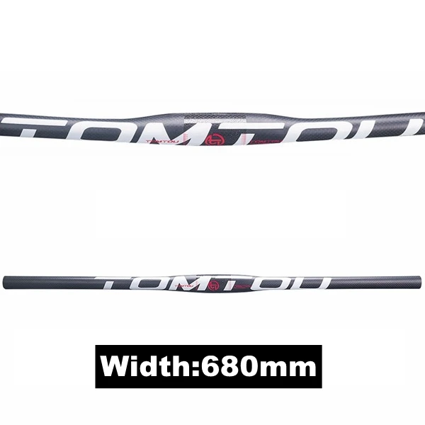 Flat 680MM TOMTOU 3K Углеродное волокно руль для велосипеда MTB руль+ ствол+ подседельная труба для велосипеда горный части белый матовый-TW4T18 - Цвет: Flat 680MM