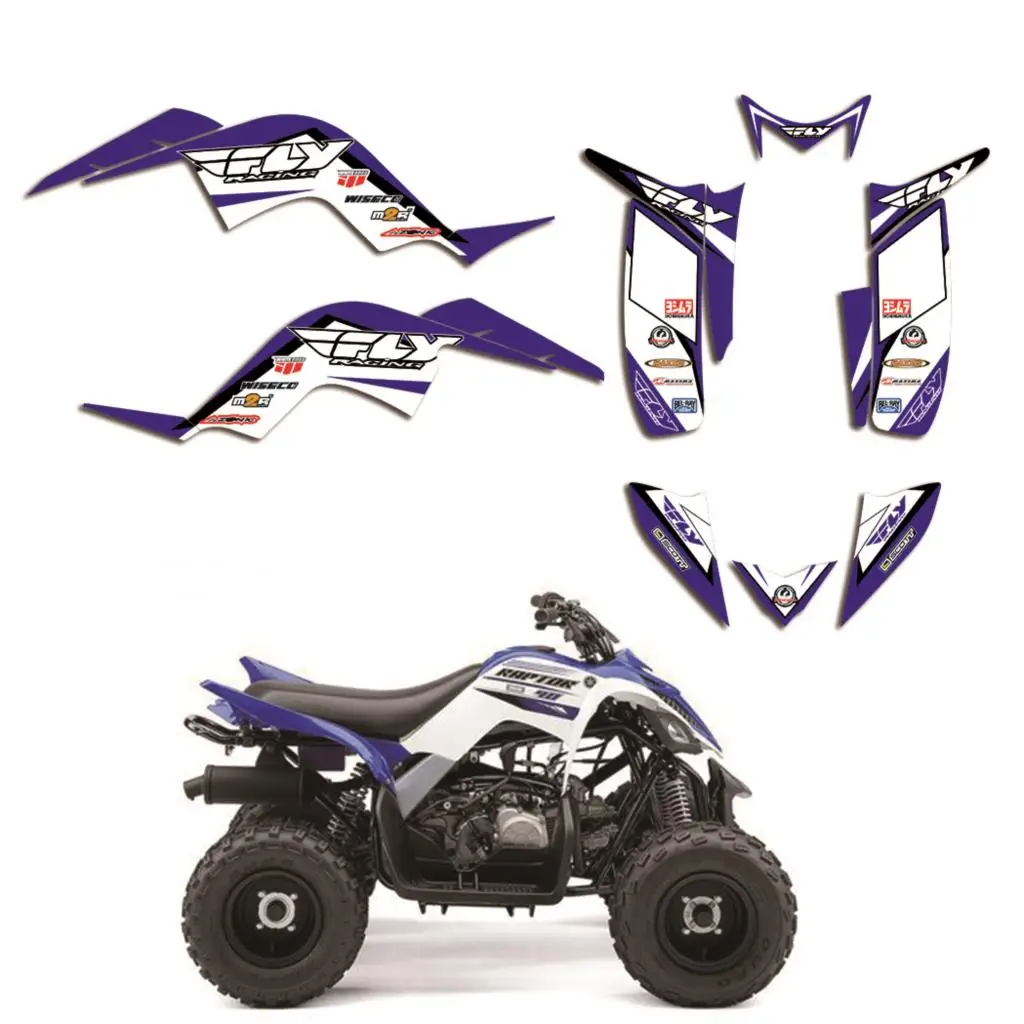 Полная команда наклейки графический деко Комплект для Yamaha RAPTOR 90 2009- ATV QUAD 4 WHEELER