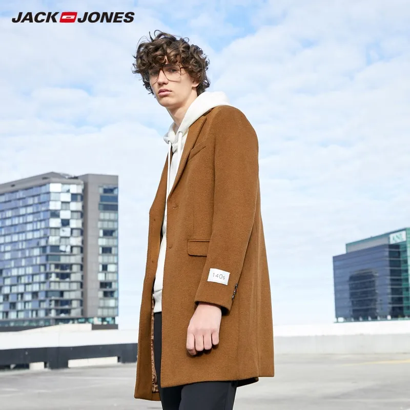 Мужской шерстяной костюм JackJones пальто средней длины из овечьей шерсти 219327506 |