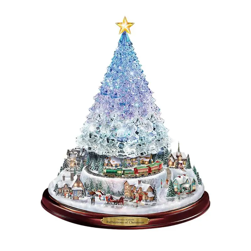 New Christmas Crystal Tree Santa Claus Snowman Rotating Sculpture Window Paste Sticker Winter Year Party Home Decor 2022 | Дом и сад