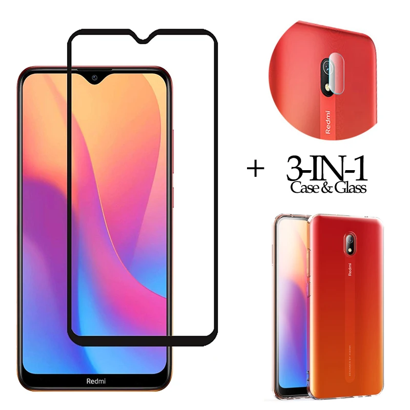 3 в 1 чехол + Камера Стекло для Redmi 8 A (Redmi 8A стекло) redmi note Pro 8T Glass защитная пленка Red mi