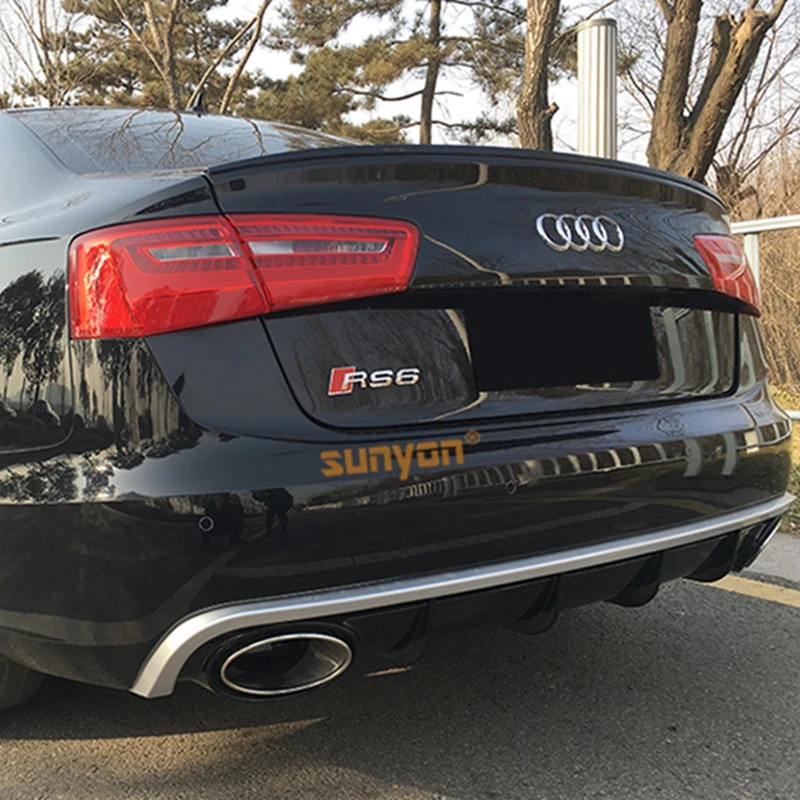 A6 задний бампер диффузор для губ с выхлопной трубы глушителя для Audi A6 стандартный бампер 2012- RS6 стиль