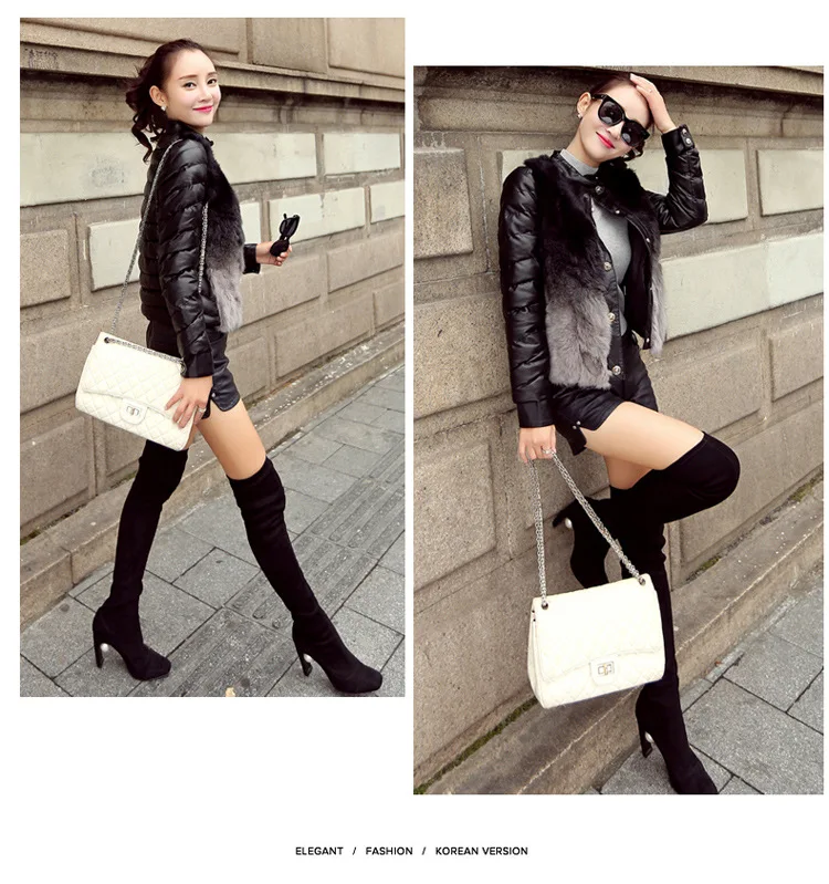 Brand WOMEN'S Dress China Gedi Love Short Leather down Jacket Fashion Joint Really Rabbit Fur Cotton Overcoat