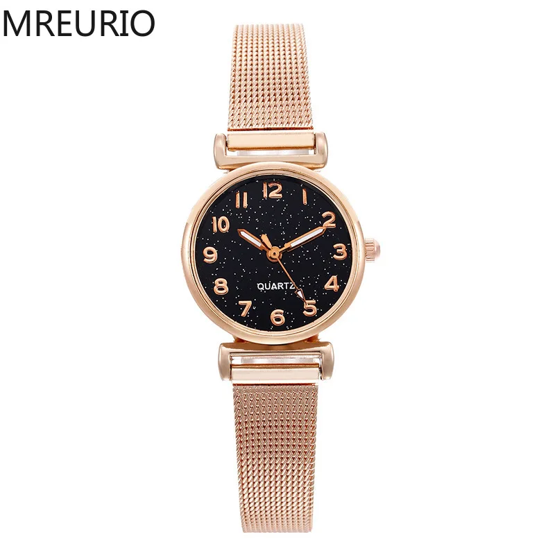 

MREURIO Women Watches Arabic-Number Dial Rose Gold Elegant Mesh Band Luxury Ladies Quartz Wrist Watch Simple Reloj Mujer Gifts