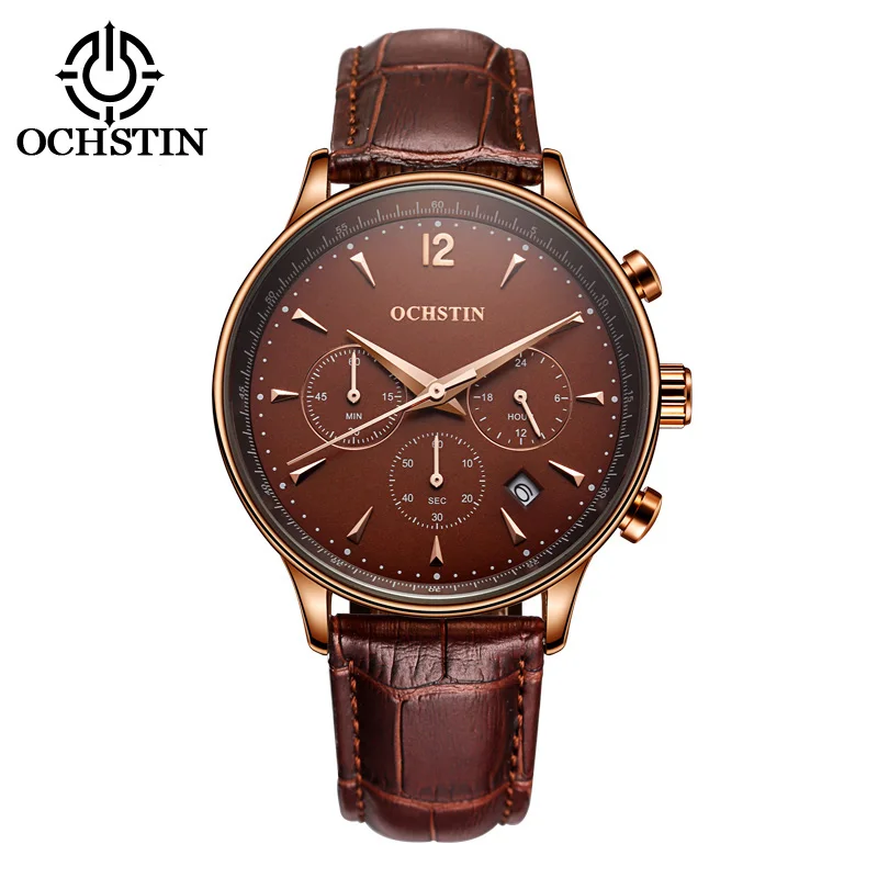 

Top Luxury Brand Men Watches Men Business Watches Leather Band Date Quartz Wristwatches Relogio Masculino horloge man OCHSTIN