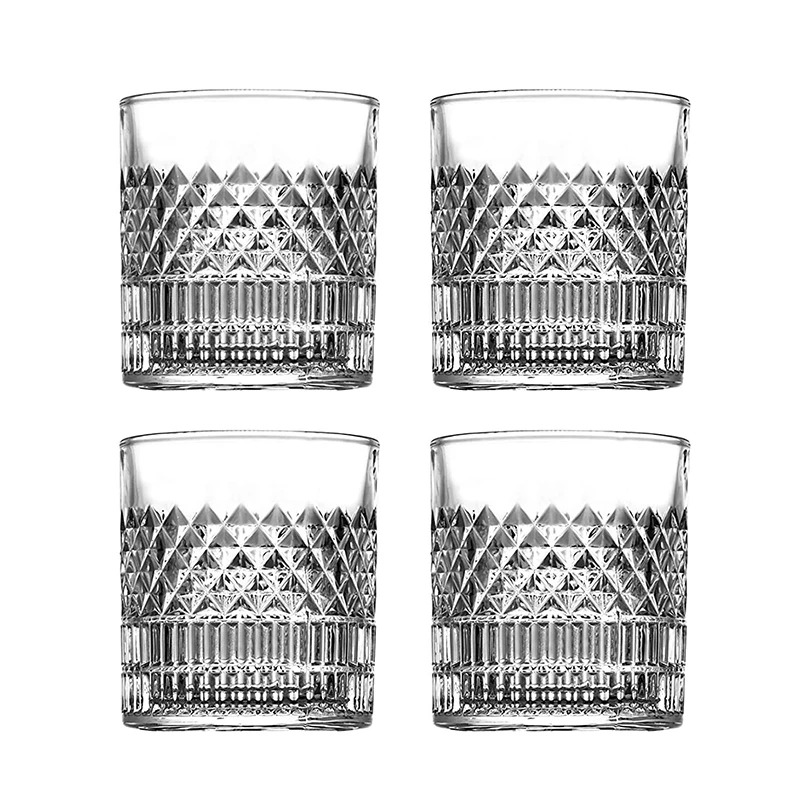 4PCS Fashion Whiskey Glasses, Scotch Whisky, Bourbon, Cocktails, RUM, Durable Whiskey Glasses