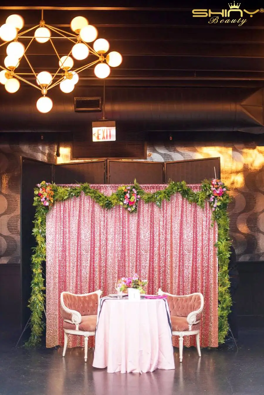 Блесток фон ткань розовое золото блесток занавес 2FTx8ft для