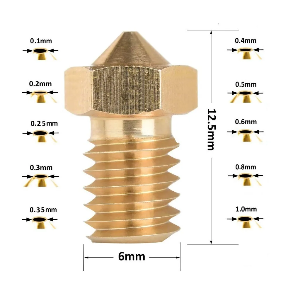 3d 0,1 мм 0,2 мм 0,25 мм 0,3 мм 0,35 мм 0,4 мм 0,5 мм 0,6 мм 0,8 мм 1,0 мм латунь экструдер сопла печатающей головки для 3d принтера для E3d v5 V6 Makerbot