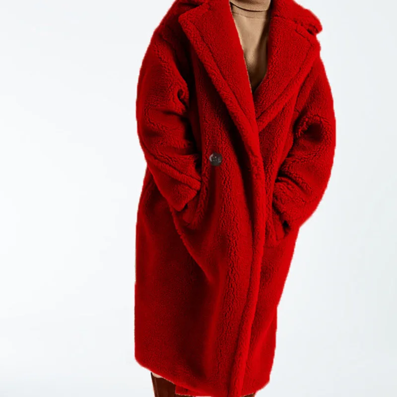 DEAT осенне-зимнее плотное пальто с отложным воротником и длинными рукавами и карманами из меха в стиле пэчворк женская теплая куртка WJ11111XL