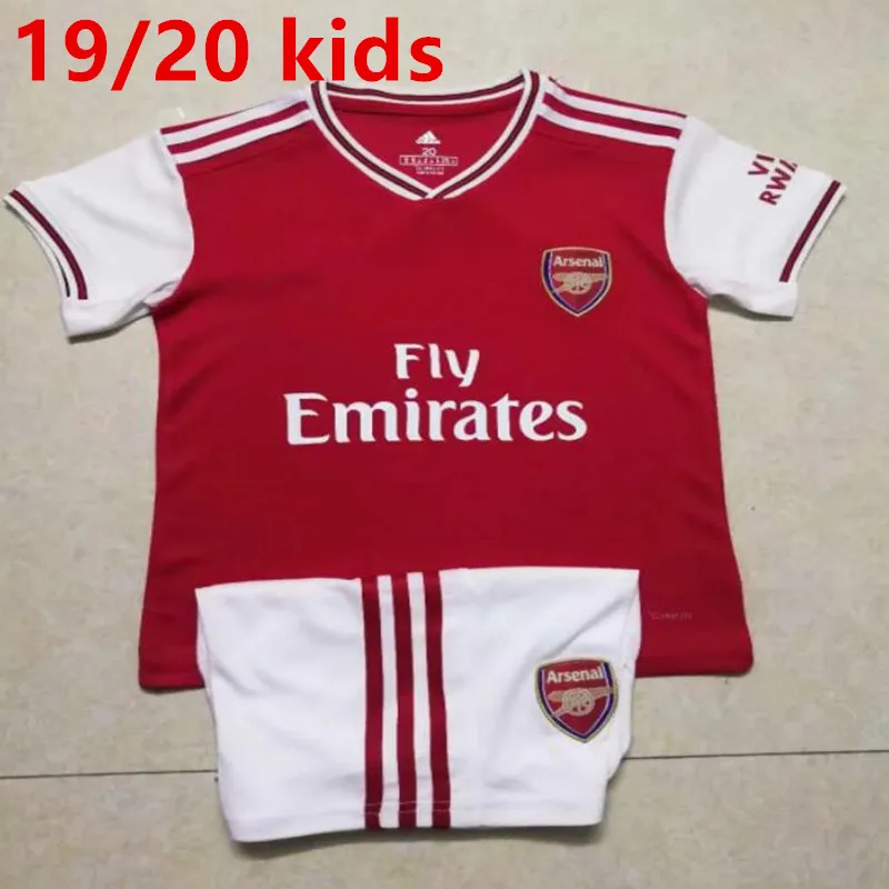 19/20 футбольная рубашка «Arsenal», Детский комплект OZIL, домашняя красная футбольная майка, LACAZETTE AUBAMEYANG, короткая детская футболка для футбола
